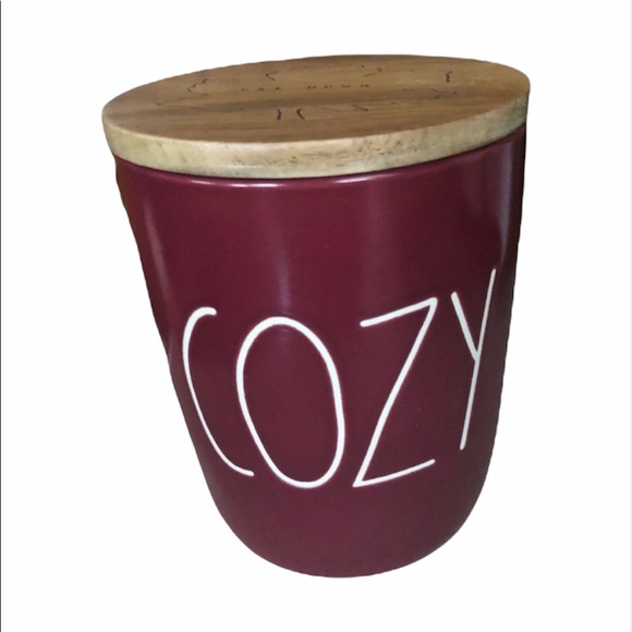NEW Rae Dunn Ceramic COZY  Canister w/ Wooden Lid - Picture 1 of 4